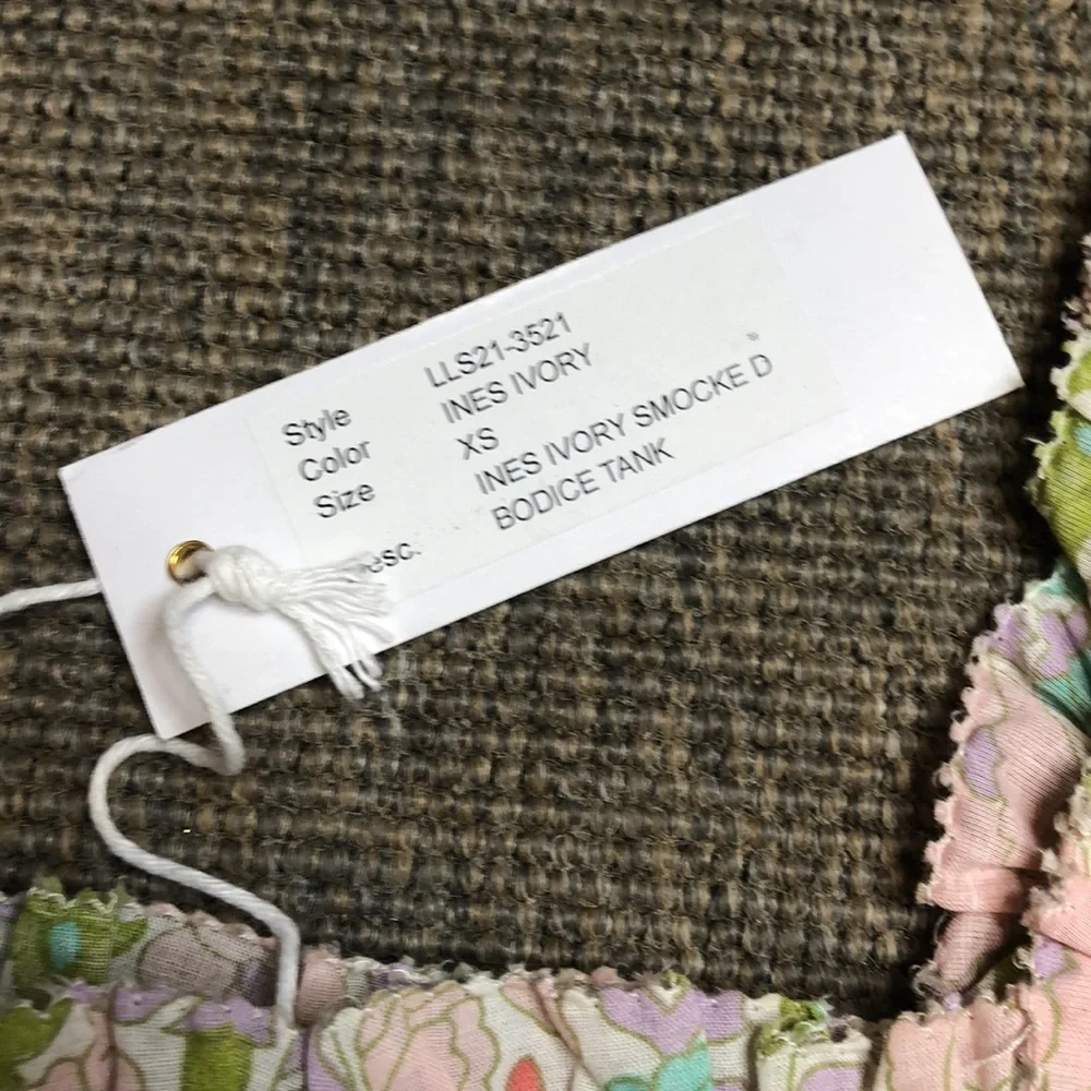 NWT Love the Label Ines Ivory Smocked Bodice Tank size Xs - Picture 7 of 8